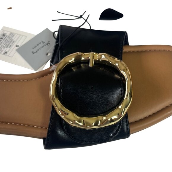 A New Day Bennie Buckle Slide Sandal Womens Size 9 Black New Gold Buckle - Picture 4 of 9